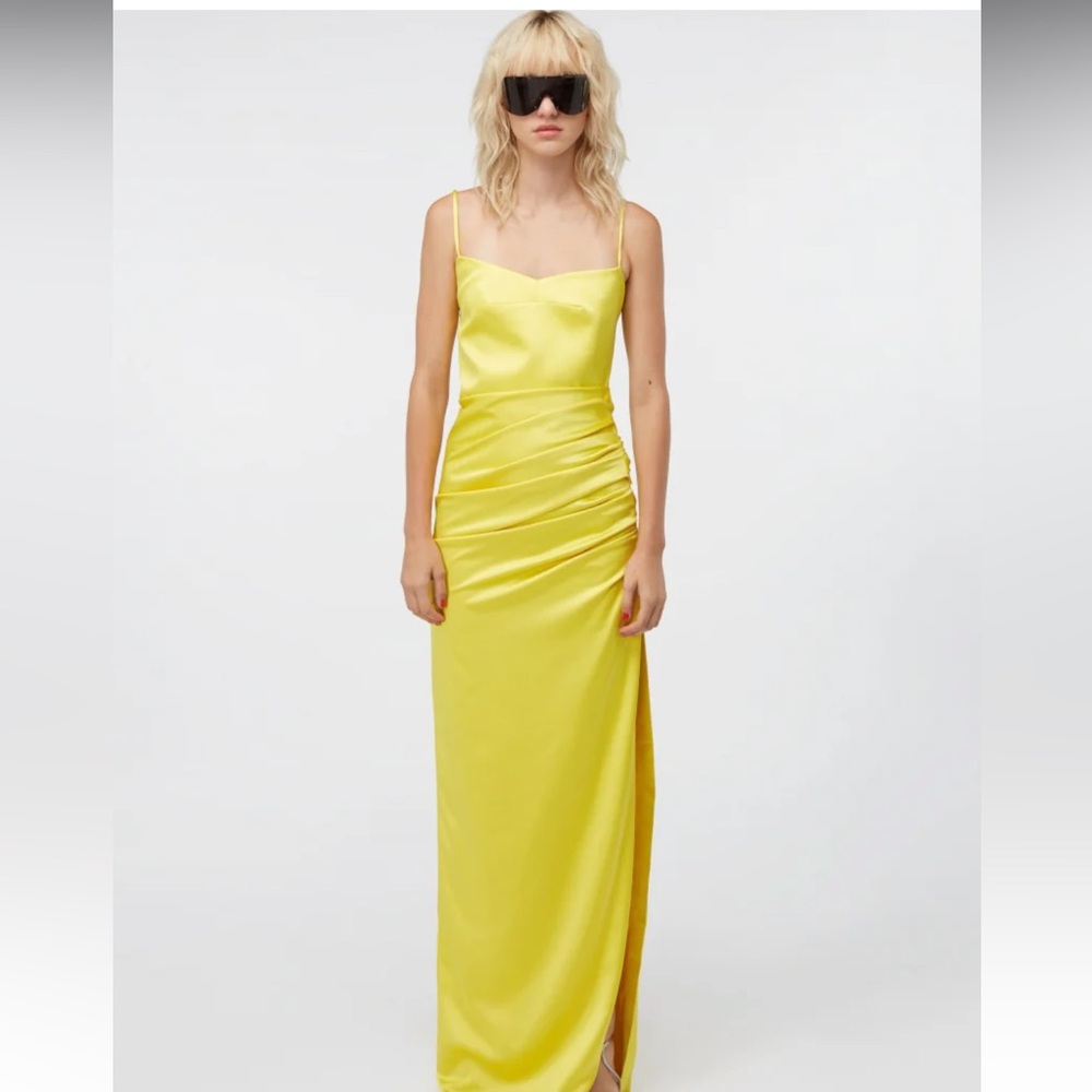 GAUGE81 vona yellow Long dresses satin maxi